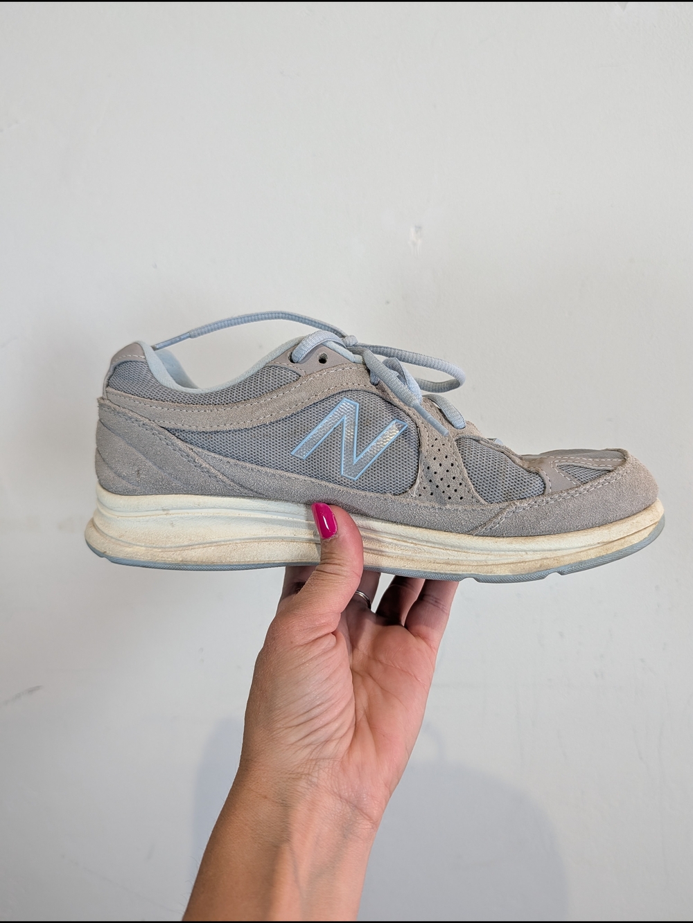 New Balance Gray Suede & Mesh Sneaker, Size 8